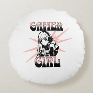 Gamer Girl   Gaming Round Pillow