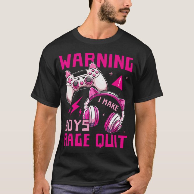 Gamer Girl Gaming Video Games Streaming Streamer F T-Shirt (Front)