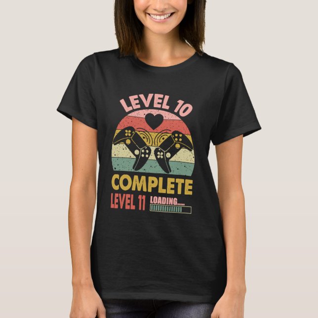 Gamer Girl Level 10 Complete Funny 10th Wedding An T-Shirt (Front)