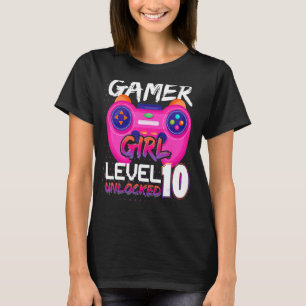 Gamer Girl Level 10 Unlocked Video Games Birthday T-Shirt