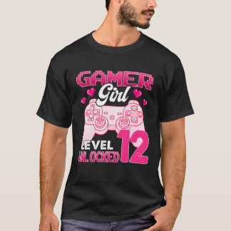 Gamer Girl Level 12 Unlocked Video Game 12Th Birth T-Shirt