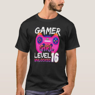 Gamer Girl Level 16 Unlocked Video Games Birthday T-Shirt