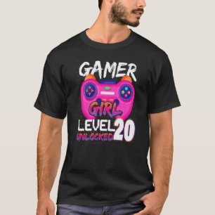 Gamer Girl Level 20 Unlocked Video Games Birthday T-Shirt