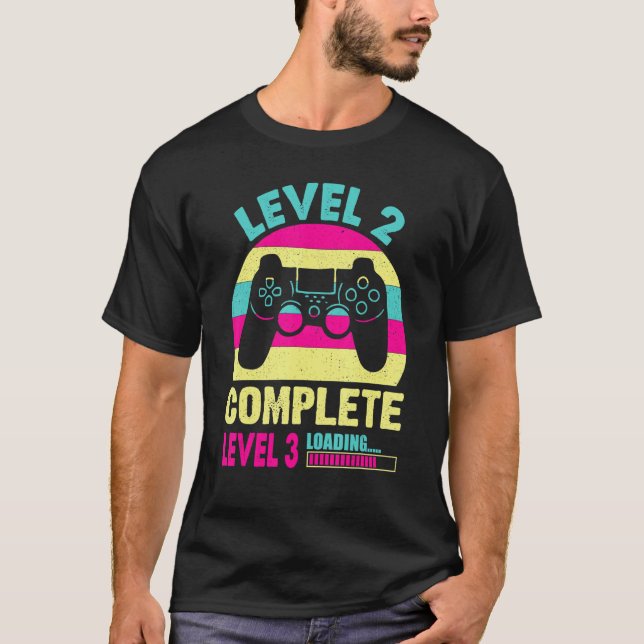 Gamer Girl Level 2 Complete Video Game 2nd Birthda T-Shirt (Front)