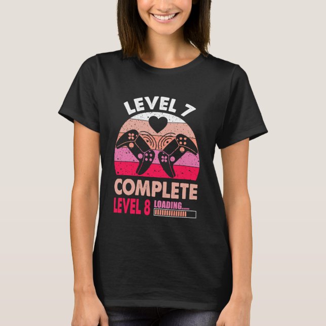 Gamer Girl Level 7 Complete 7 Funny 7th Wedding An T-Shirt (Front)