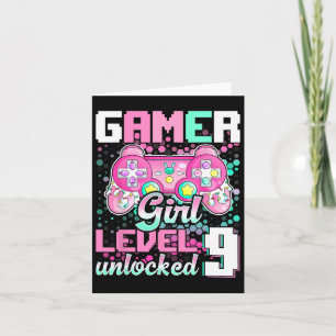 Gamer Girl Level 9 Unlocked Video Game 9th Birthda Card