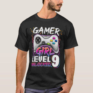 Gamer Girl Level 9 Unlocked Video Game 9th Birthda T-Shirt