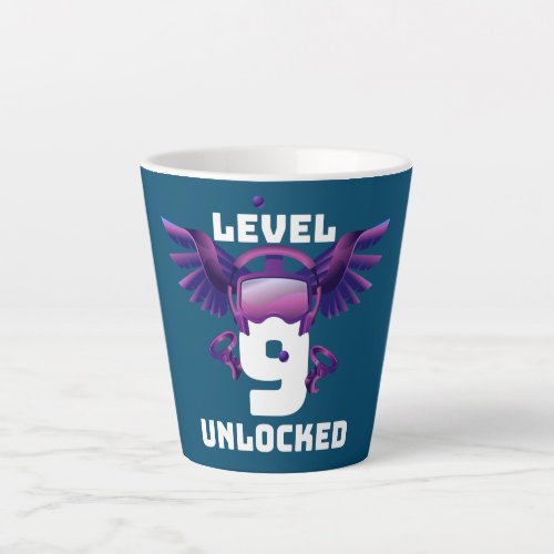 Gamer Girl Level 9 Unlocked Video Game Bday Party Latte Mug