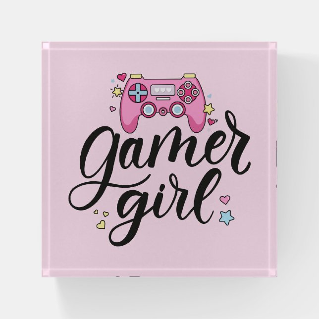 Gamer Girl Paperweight (Front)