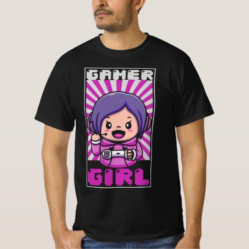 Gamer Girl Playing Video Games Women Gift Anime Ga T_Shirt