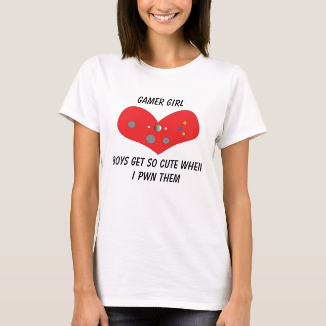 Gamer Girl Pwns Cute T-Shirt (Front)