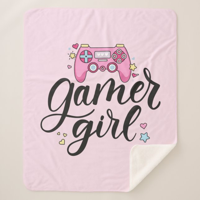 Gamer Girl Sherpa Blanket (Front)