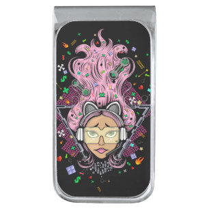 Gamer Girl Silver Finish Money Clip
