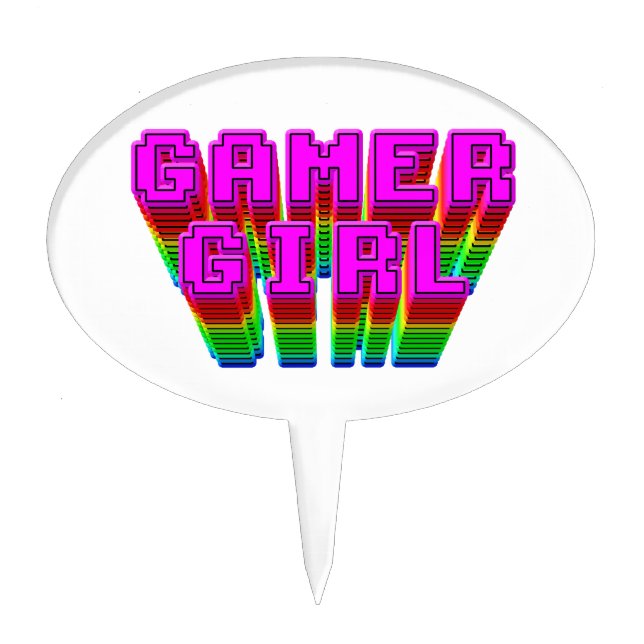 Gamer Girl Text Cake Topper (Front)