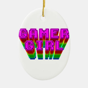 Gamer Girl Text Ceramic Ornament