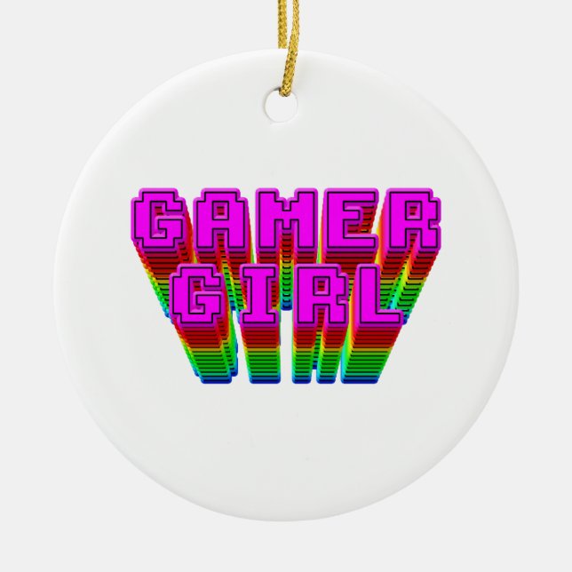 Gamer Girl Text Ceramic Ornament (Front)