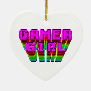 Gamer Girl Text Ceramic Ornament