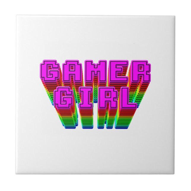 Gamer Girl Text Ceramic Tile (Front)