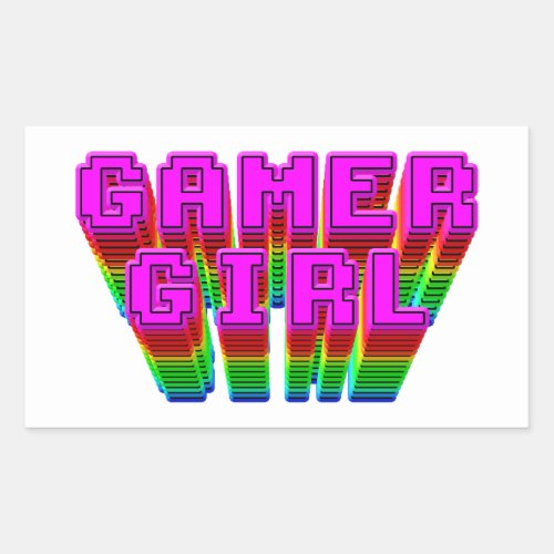 Gamer Girl Text Rectangular Sticker