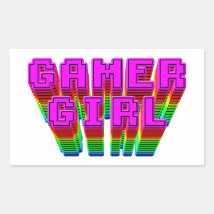Gamer Girl Text Rectangular Sticker