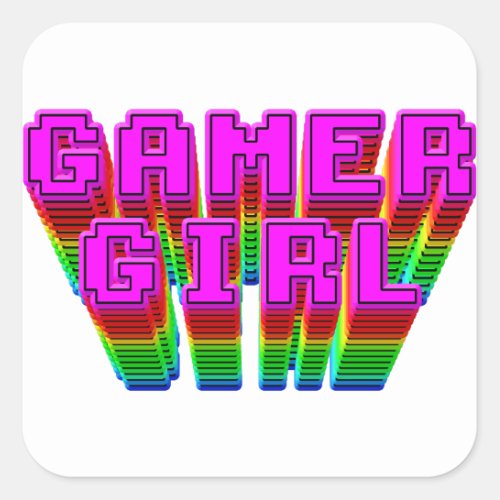 Gamer Girl Text Square Sticker