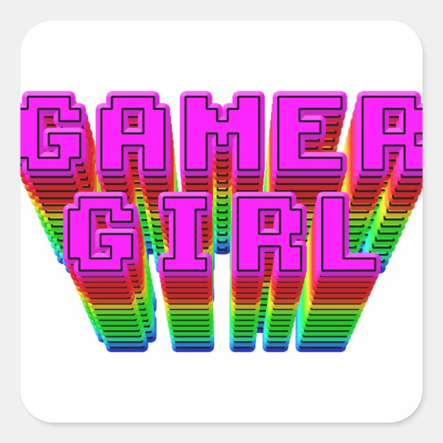 Gamer Girl Text Square Sticker (Front)