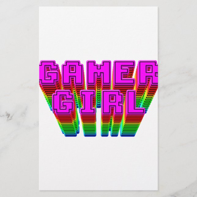 Gamer Girl Text Stationery (Front)