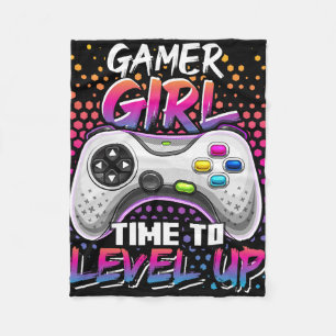 Gamer Girl Time To Level Up Video Game Birthday Gi Fleece Blanket