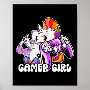 Gamer Girl Unicorn Gaming Cute Video Game Lover Co Poster
