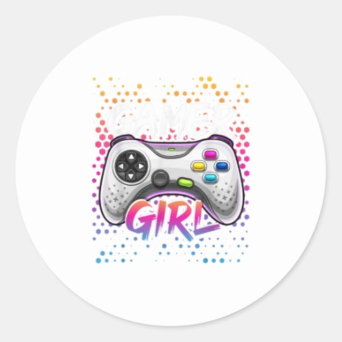 Gamer Girl Video Game Controller Gaming Classic Round Sticker