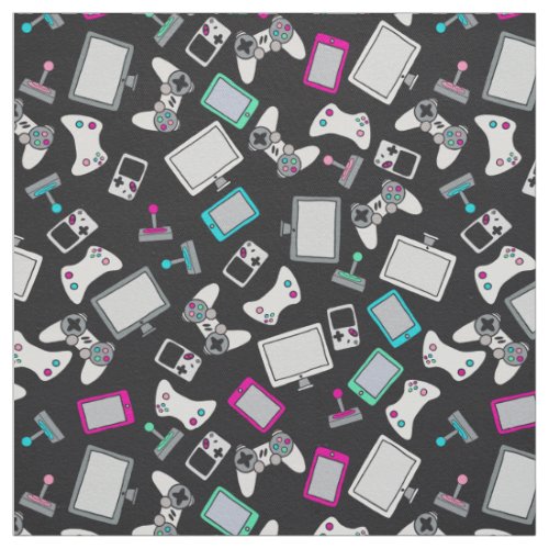 Gamer Girl Video Games Gaming Pink Black Fabric