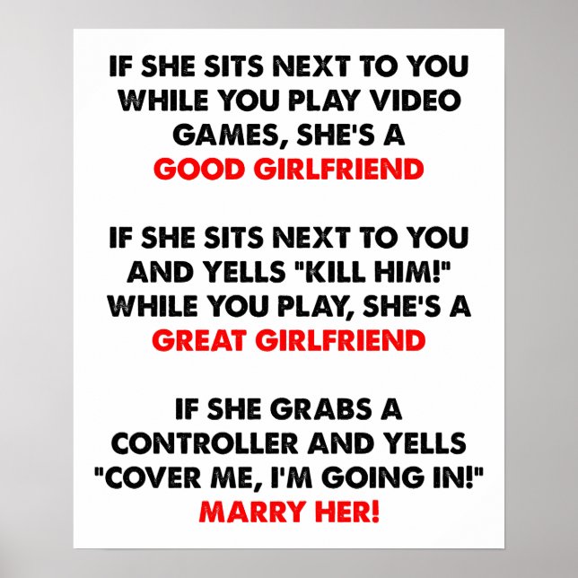 Gamer Girlfriend Funny Poster (Front)