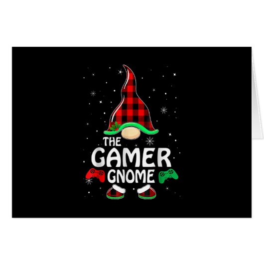 Gamer Gnome Buffalo Plaid Matching Family Christma (Front Horizontal)