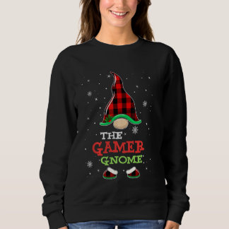Gamer Gnome Buffalo Plaid Matching Family Christma Sweatshirt