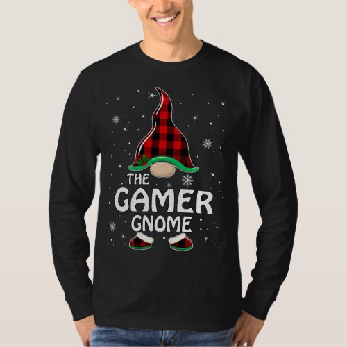 Gamer Gnome Buffalo Plaid Matching Family Christma T_Shirt