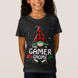 Gamer Gnome Buffalo Plaid Matching Family Christma T-Shirt