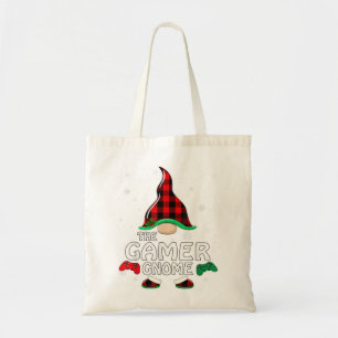 Gamer Gnome Buffalo Plaid Matching Family Christma Tote Bag