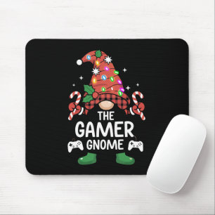 Gamer Gnome Buffalo Plaid Matching Family Xmas Mouse Pad