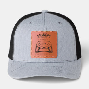 Gamer Grandpa Retirement Video Gaming Leather Patch Hat