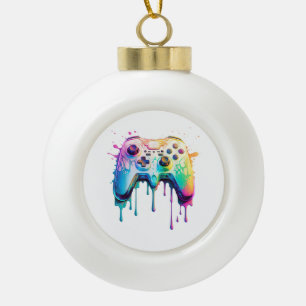 Gamer Graphic Video Game - Colorful Video Game Lov Ceramic Ball Christmas Ornament