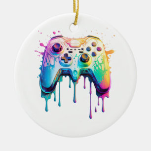 Gamer Graphic Video Game - Colorful Video Game Lov Ceramic Ornament