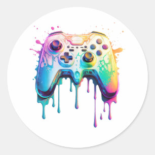 Gamer Graphic Video Game - Colorful Video Game Lov Classic Round Sticker