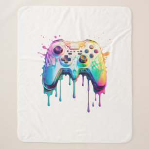 Gamer Graphic Video Game - Colorful Video Game Lov Sherpa Blanket
