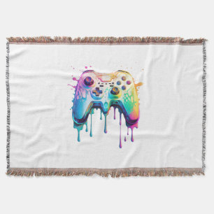 Gamer Graphic Video Game - Colorful Video Game Lov Throw Blanket