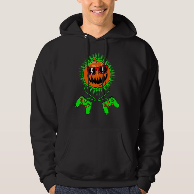 Gamer Halloween Jackolantern Scary Gaming Boys Kid Hoodie (Front)