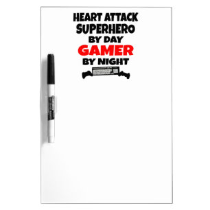 Gamer Heart Attack Superhero Dry Erase Board
