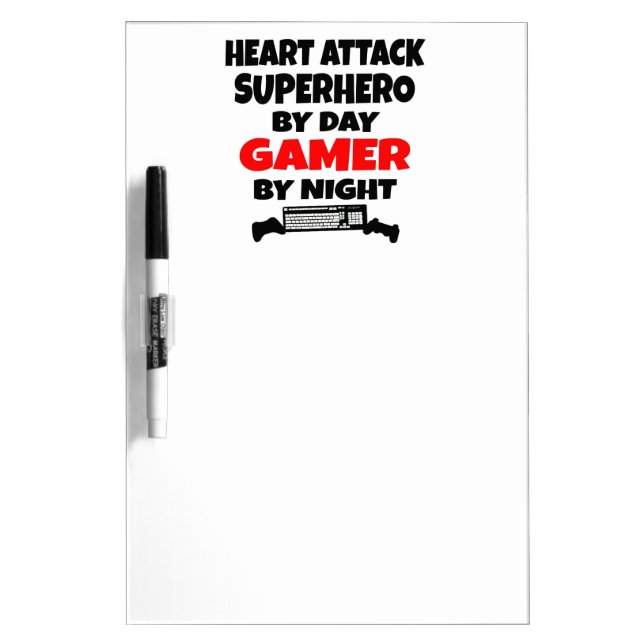 Gamer Heart Attack Superhero Dry Erase Board (Front)