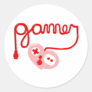 Gamer Heart Classic Round Sticker
