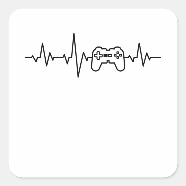 GAMER HEARTBEAT Funny Gamer Gaming Video Gamer Square Sticker (Front)