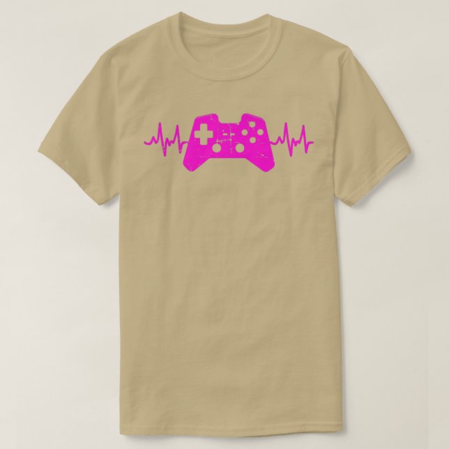 Gamer Heartbeat Funny Video Games Gaming Girl  T-Shirt (Design Front)